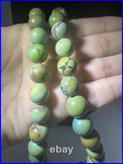 Vintage Navajo Round Bead Turquoise Sterling Silver Necklace 20