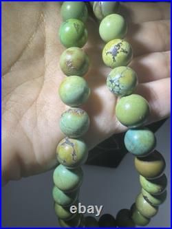 Vintage Navajo Round Bead Turquoise Sterling Silver Necklace 20