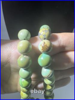 Vintage Navajo Round Bead Turquoise Sterling Silver Necklace 20