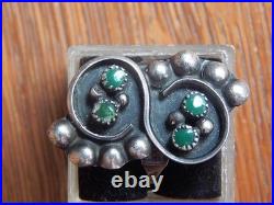 Vintage Navajo Snake Eye Sterling Silver Green Cerrillos Turquoise Ring 5.25