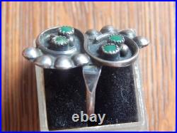 Vintage Navajo Snake Eye Sterling Silver Green Cerrillos Turquoise Ring 5.25