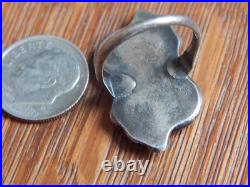 Vintage Navajo Snake Eye Sterling Silver Green Cerrillos Turquoise Ring 5.25