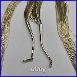 Vintage Navajo Sterling Liquid Silver 30 Strand Necklace Gold Wash