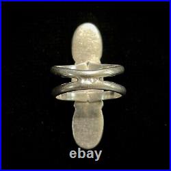 Vintage Navajo Sterling Silver 3 Coral Stoplight Ring Size 8.75