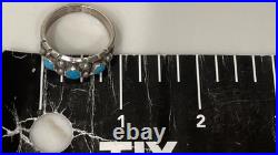 Vintage Navajo Sterling Silver 3-Stone Turquoise Ring Size 11