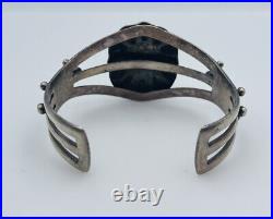 Vintage Navajo Sterling Silver Blue Turquoise Whirling Log Cuff Bracelet