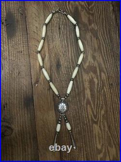 Vintage Navajo Sterling Silver Bone Necklace