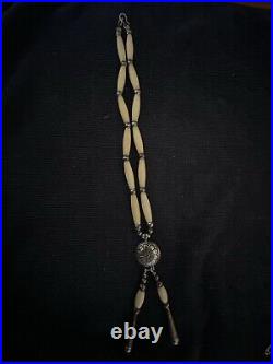 Vintage Navajo Sterling Silver Bone Necklace