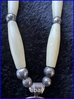 Vintage Navajo Sterling Silver Bone Necklace