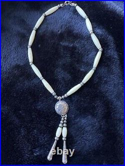 Vintage Navajo Sterling Silver Bone Necklace