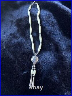 Vintage Navajo Sterling Silver Bone Necklace