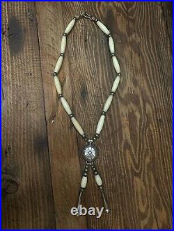 Vintage Navajo Sterling Silver Bone Necklace