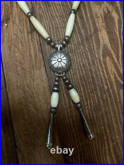 Vintage Navajo Sterling Silver Bone Necklace