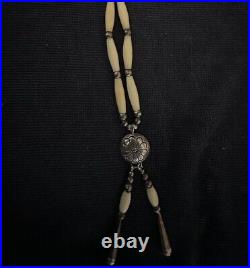 Vintage Navajo Sterling Silver Bone Necklace