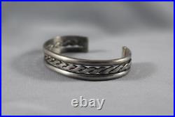 Vintage Navajo Sterling Silver Bracelet Signed Tahe