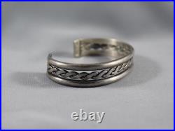 Vintage Navajo Sterling Silver Bracelet Signed Tahe