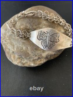 Vintage Navajo Sterling Silver Butterfly Link Bracelet Handmade 1467