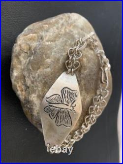 Vintage Navajo Sterling Silver Butterfly Link Bracelet Handmade 1467