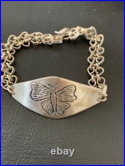 Vintage Navajo Sterling Silver Butterfly Link Bracelet Handmade 1467