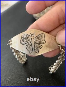 Vintage Navajo Sterling Silver Butterfly Link Bracelet Handmade 1467