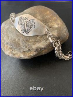 Vintage Navajo Sterling Silver Butterfly Link Bracelet Handmade 1467