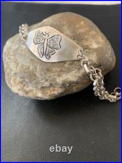 Vintage Navajo Sterling Silver Butterfly Link Bracelet Handmade 1467