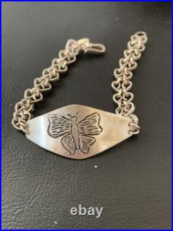 Vintage Navajo Sterling Silver Butterfly Link Bracelet Handmade 1467