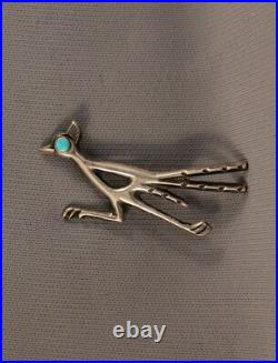 Vintage Navajo Sterling Silver Cast Road Runner Pin