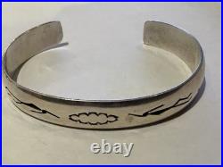 Vintage Navajo Sterling Silver Cutout & Stamped Cuff Bracelet TOM SAM