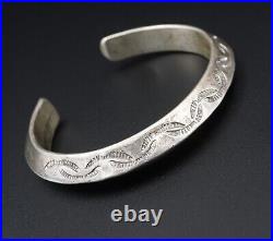 Vintage Navajo Sterling Silver Hand Stamped Knife Edge Cuff Bracelet 51g BS2608