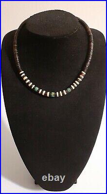 Vintage Navajo Sterling Silver Heishi Turquoise Necklace