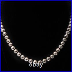 Vintage Navajo Sterling Silver Hollow Bead Necklace (P139)