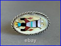 Vintage Navajo Sterling Silver Inlaid Dancer Ring. R H Begay Size 6 1/2