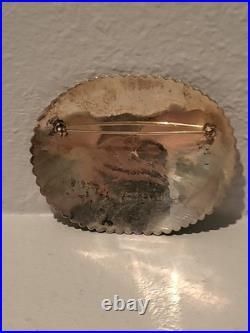 Vintage Navajo Sterling Silver Large Signed Sun Concho Brooch Pin 28.35g + Vintage Navajo Sterling Silver Large Signed Sun Concho Brooch Pin 28.35g +