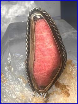 Vintage Navajo Sterling Silver Long Pink Rhodochrosite Ring Size 6.50