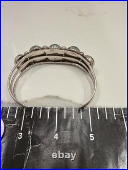 Vintage Navajo Sterling Silver Malachite Large Stones Cuff 44.1g Signed Sz 8.5