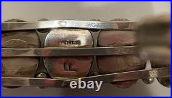 Vintage Navajo Sterling Silver Malachite Large Stones Cuff 44.1g Signed Sz 8.5