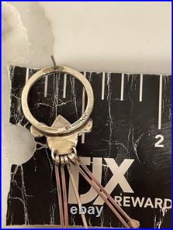 Vintage Navajo Sterling Silver Malachite Turquoise Inlay Dangle Drop Earrings