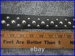 Vintage Navajo Sterling Silver NP Signed BBT Armadillo Studded Leather Belt