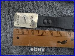 Vintage Navajo Sterling Silver NP Signed BBT Armadillo Studded Leather Belt