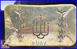 Vintage Navajo Sterling Silver NP Signed BBT Armadillo Studded Leather Belt