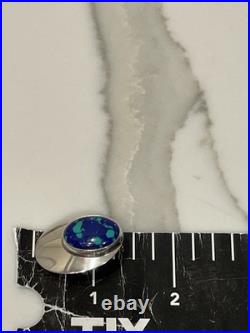 Vintage Navajo Sterling Silver Natural Azurite Malachite Earrings Handcrafted