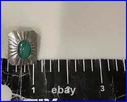 Vintage Navajo Sterling Silver Natural Malachite Earrings Signed TK 10.5g Weight