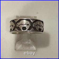 Vintage Navajo Sterling Silver Navajo Style Bear Band Ring size 8
