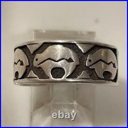 Vintage Navajo Sterling Silver Navajo Style Bear Band Ring size 8