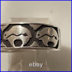 Vintage Navajo Sterling Silver Navajo Style Bear Band Ring size 8