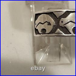 Vintage Navajo Sterling Silver Navajo Style Bear Band Ring size 8