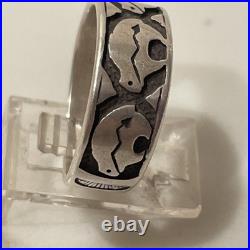 Vintage Navajo Sterling Silver Navajo Style Bear Band Ring size 8