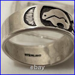 Vintage Navajo Sterling Silver Navajo Style Bear Band Ring size 8