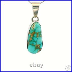 Vintage Navajo Sterling Silver Pendant Blue Gem Mine Waterweb Turquoise Signed